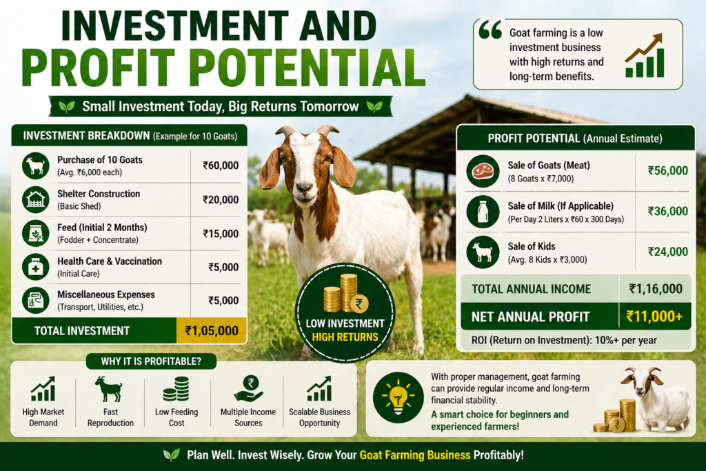 Goat farming investment cost and profit potential for beginners explained